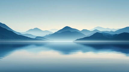 Tranquil Evening Sky with Smooth Gradient Over Serene Water Reflection