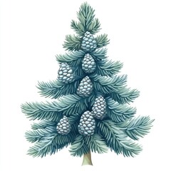 Evergreen fir branches with pine cones, a winter holiday decoration