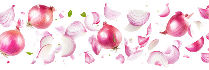 A Group of Onions Including Whole, Sliced, and Diced: A Versatile Vegetable Collection on transparent background