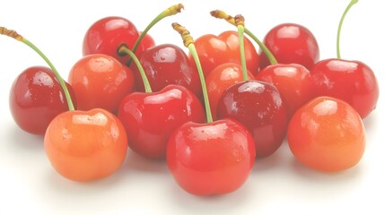 Juicy Red and Orange Cherries Close Up Studio Shot