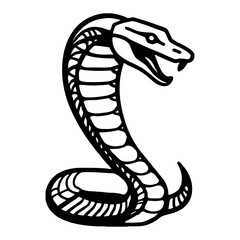 Fototapeta premium Minimalist Cobra Snake Full Body Black and White Outline Line Art Drawing Logo Style Vector