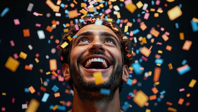 Conceptual representation of colorful confetti in motion symbolizing celebration