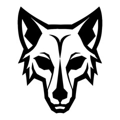 Obraz premium Minimalist Human Wolf Skull Head Front View Black and White Outline Line Art Drawing Style Logo