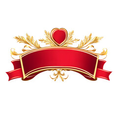 an elegant red ribbon with gold embellishments, perfect for announcements or greetings. isolated on transparent background, cut out, PNG 3D Digital Art.