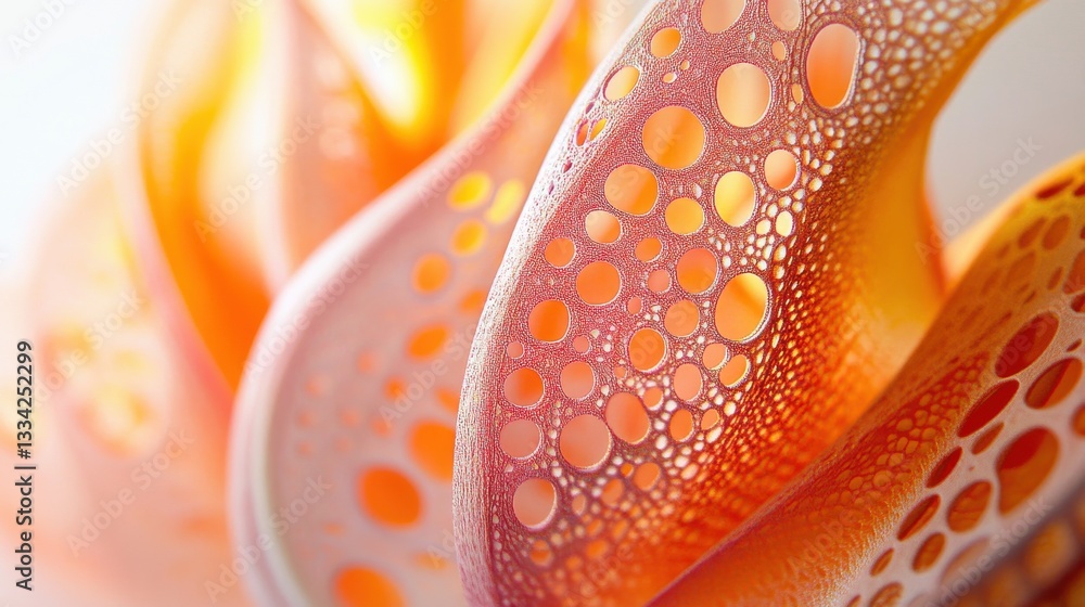 Aufkleber abstract form with bubbles and waves in soft orange and pink colors