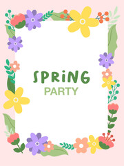 Spring Party Invitation Template - Floral Pastel Design