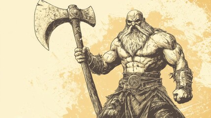 Fototapeta premium Powerful Viking warrior with axe.