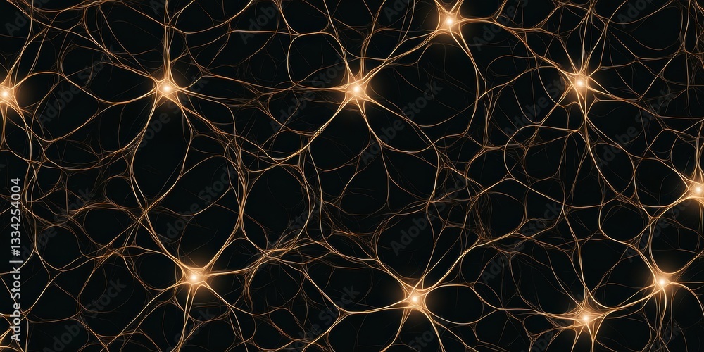 Fototapete a dark background with interconnected lines and glowing nodes, resembling a neural network or abstra