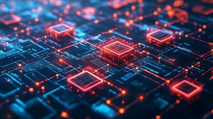 Fototapeta premium Abstract representation of blockchain transaction data encrypted block secure network