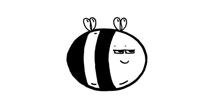 Bee black and white cartoon whiteboard. How nice to be a bee or a wasp at least. To bee or not to bee &ndash; that is the question! Seamless loop linear charactergood for any flower or making honey. 