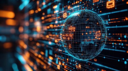 Obraz premium Global Network Data Sphere Digital World Connection