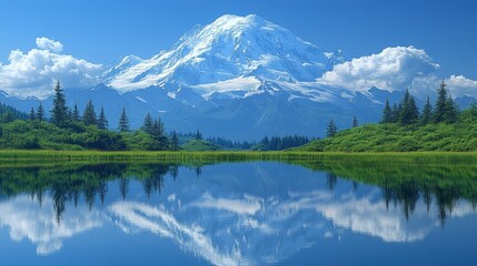 Majestic mountain reflection in serene lake alpine region nature photography clear skies tranquil setting