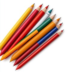 Fototapeta premium Colorful Pencils and Pens on White Background