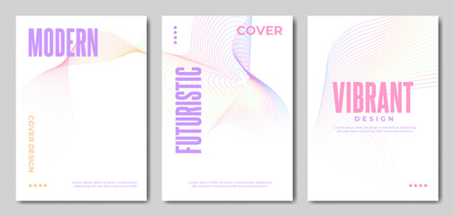 Abstract Gradient Line Poster Background Set.