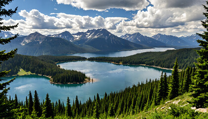 Naklejka premium Le lac des montagnes