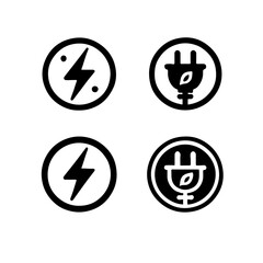 Vector Set of Minimalist Electric Power Icons – Energy and Sustainability Symbols, climate-friendly energy, environmentally friendly energy, eco-friendly energy