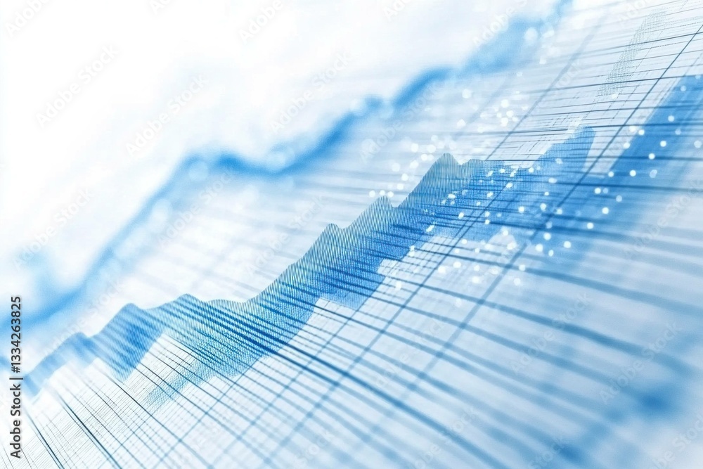 Aufkleber abstract financial data visualization with blue lines representing market trends and analytics insig