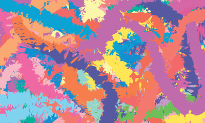 Obraz premium The design presents a vibrant vector background filled with multicolored abstract strokes, illustrating creativity, freedom, and an artistic touch in contemporary digital artworks.