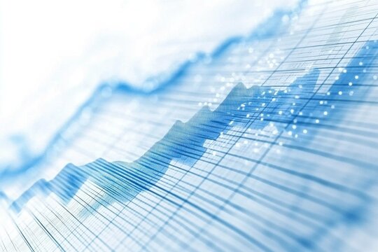 Abstract financial data visualization with blue lines representing market trends and analytics insights for business growth and investment strategies