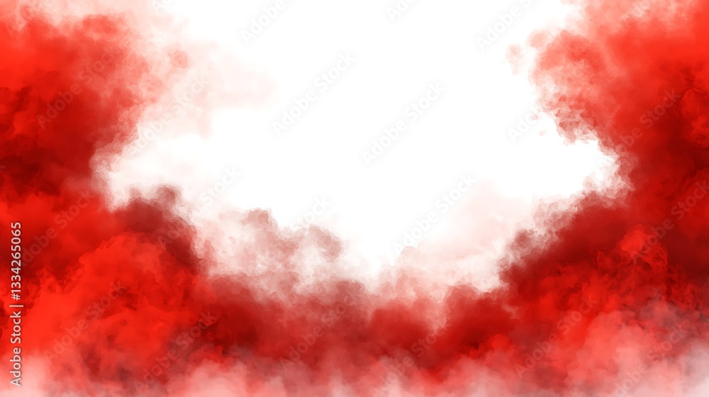 Poster vibrant abstract red smoke on white background creating dynamic artistic mood and atmosphere