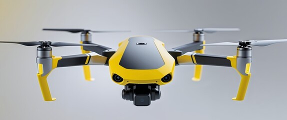 yellow drone with black and silver parts.