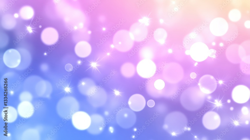 Poster a vibrant, dreamy background featuring soft bokeh lights in hues of pink and blue, creating a whimsi