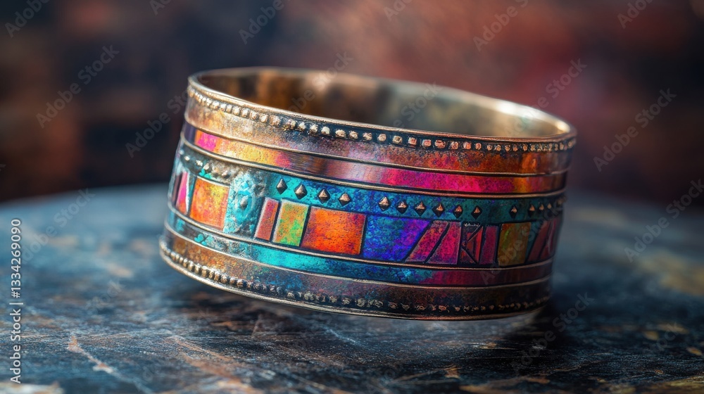 Poster Colorful Handcrafted Bracelet with Intricate Patterns and Textures