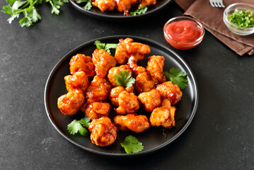 Sweet chili cauliflower wings on plate