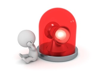 Upset 3D Character with an Ambulance Light