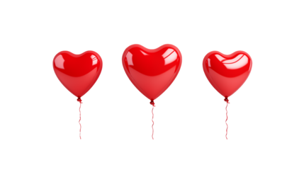 Three Red Heart Balloons for Valentines Day