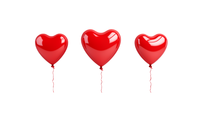 Three Red Heart Balloons for Valentines Day
