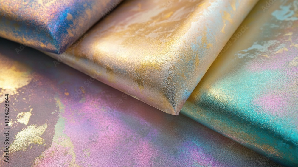 Aufkleber colorful shimmering fabric with iridescent texture and patterns