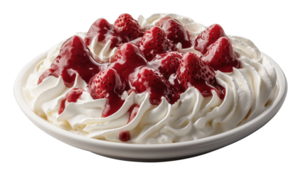 A strawberry pavlova dessert with meringue and whipped cream