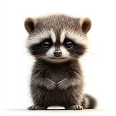 Obraz premium A charming digital portrait of a baby raccoon. Its cuteness is irresistible! Adorable Baby Raccoon