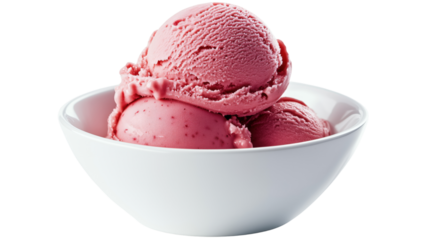 A white ceramic cup filled with strawberry gelato