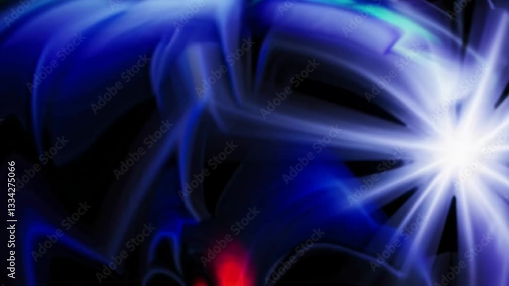 Poster abstract blue and red swirl with bright white starburst light effect. digital art concept
