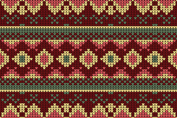 Red tone with Winter Holiday Seamless Knitted Pattern , Soft rhombus argyle knitting texture geometric vector seamless, chevron stripes knitting, clothing, carpets, shirts