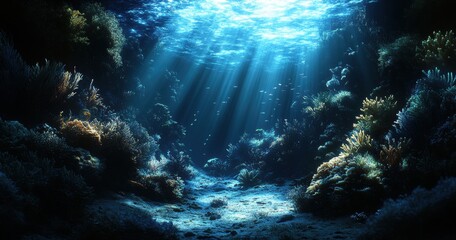 Fototapeta premium A cave with a blue light shining through it