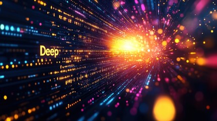 Fototapeta premium A colorful, glowing image of a spiral with the word 