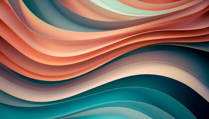 Fototapeta premium layered geometric patterns melting into organic waves, smooth transitions with vibrant colors