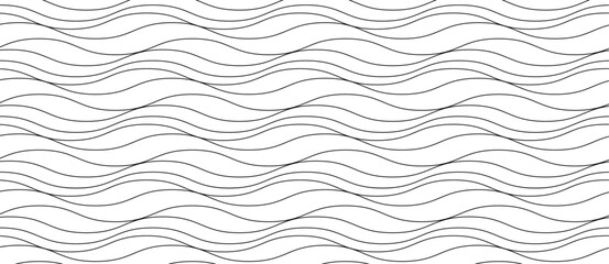 Seamless wave line background pattern. Vector illustration of wavy sea or ocean water surface.