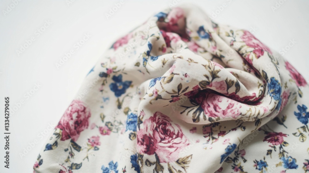 Poster delicate floral pattern fabric in soft textiles for design projects