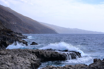Beautiful coastline at Muelle de Orchilla on the southwest coast of El Hierro. Canary Islands, Spain