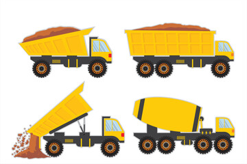 Naklejka premium Set Dump Truck Side View