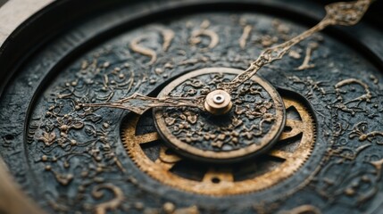 Obraz premium Intricate Close-Up of Vintage Clock Face with Detailed Design Elements