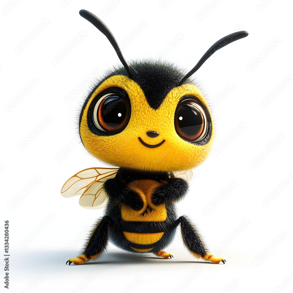 Fototapete a charming 3d-rendered image of a fluffy bumblebee. its big eyes and soft fur add to its cuteness. a