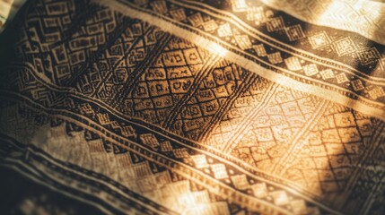 Obraz premium Intricate Textile Pattern with Warm Light and Shadow Play