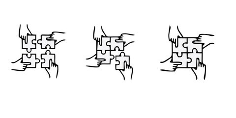 Puzzle pieces set isolated on white background. Jigsaw art. Game with details. Vector design templates. Business presentation concept. Illustration.