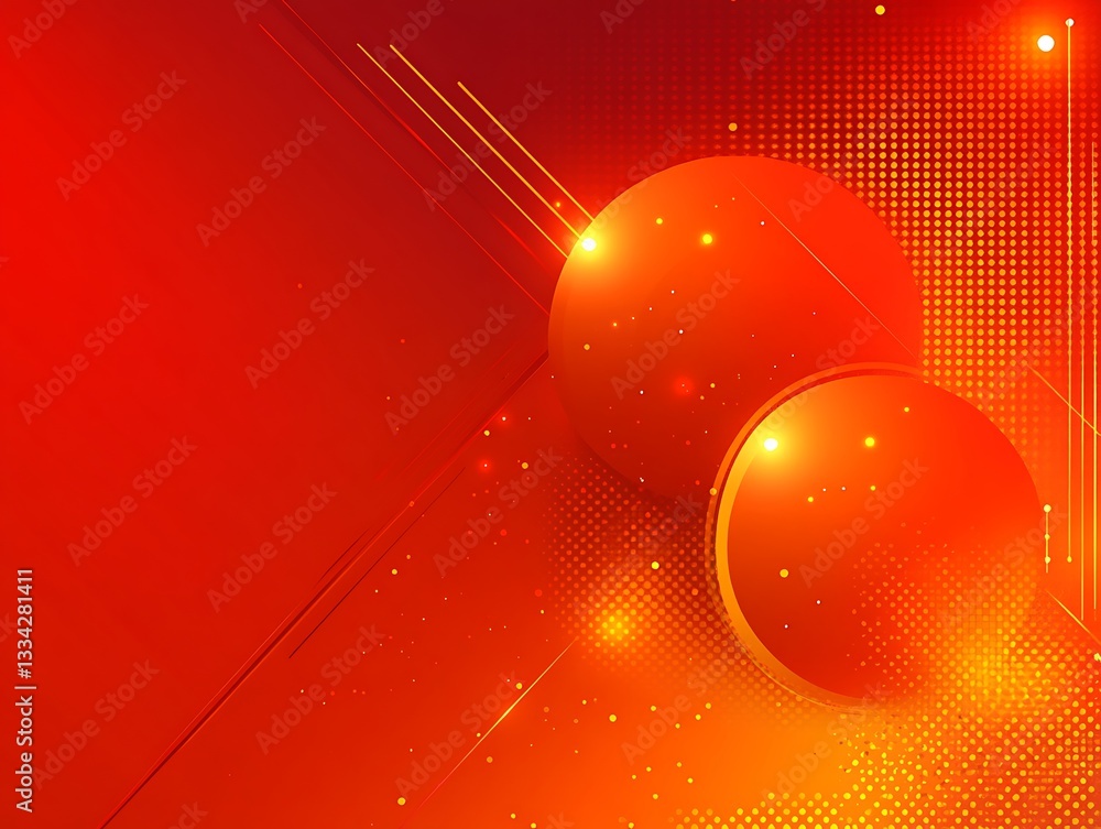 Aufkleber abstract dynamic orange background with spheres and dotted pattern