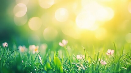 Obraz premium Serene Spring Meadow: A Burst of Sunshine and Blossoms